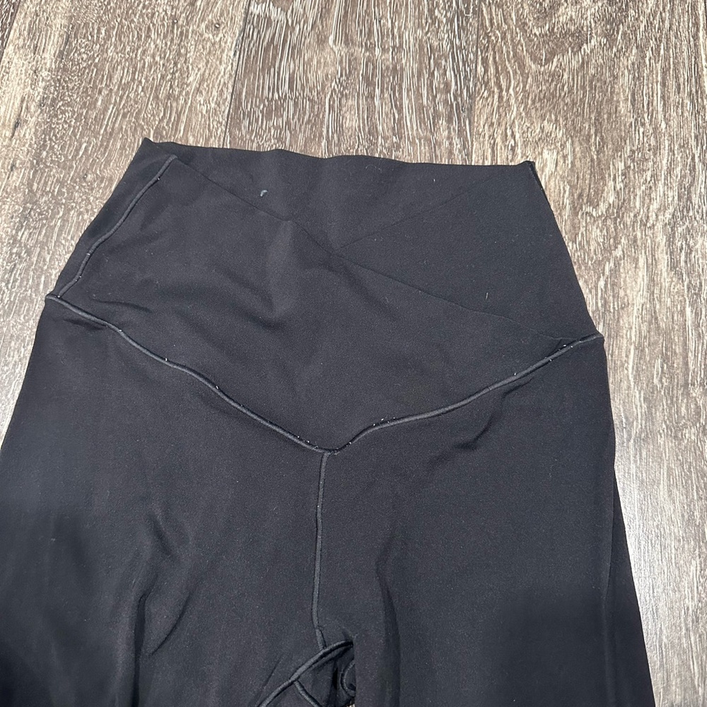 Crossover black flare leggings